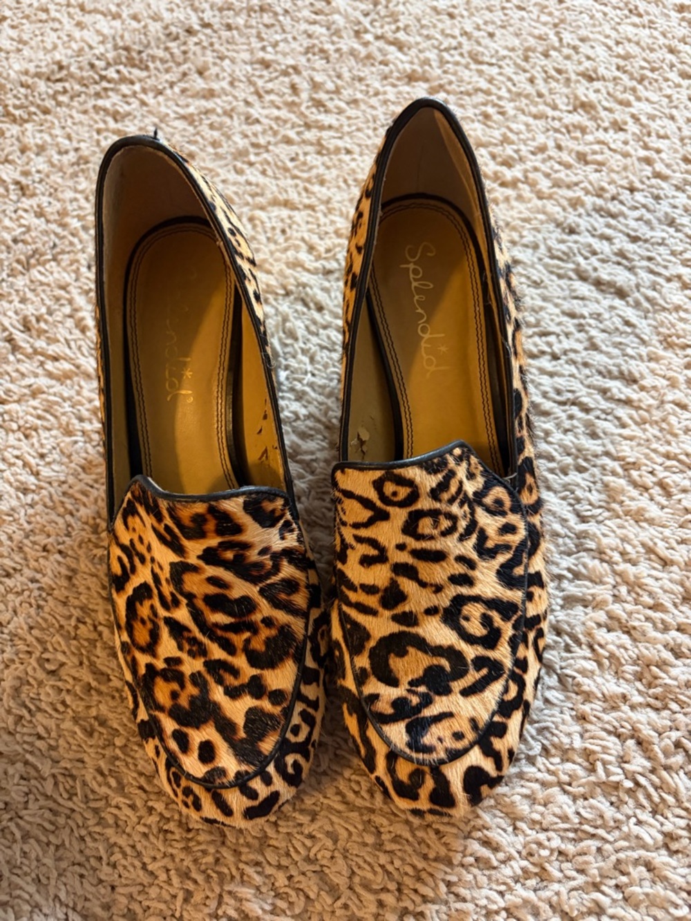 Splendid Leopard-Print Slip-On gold Heels